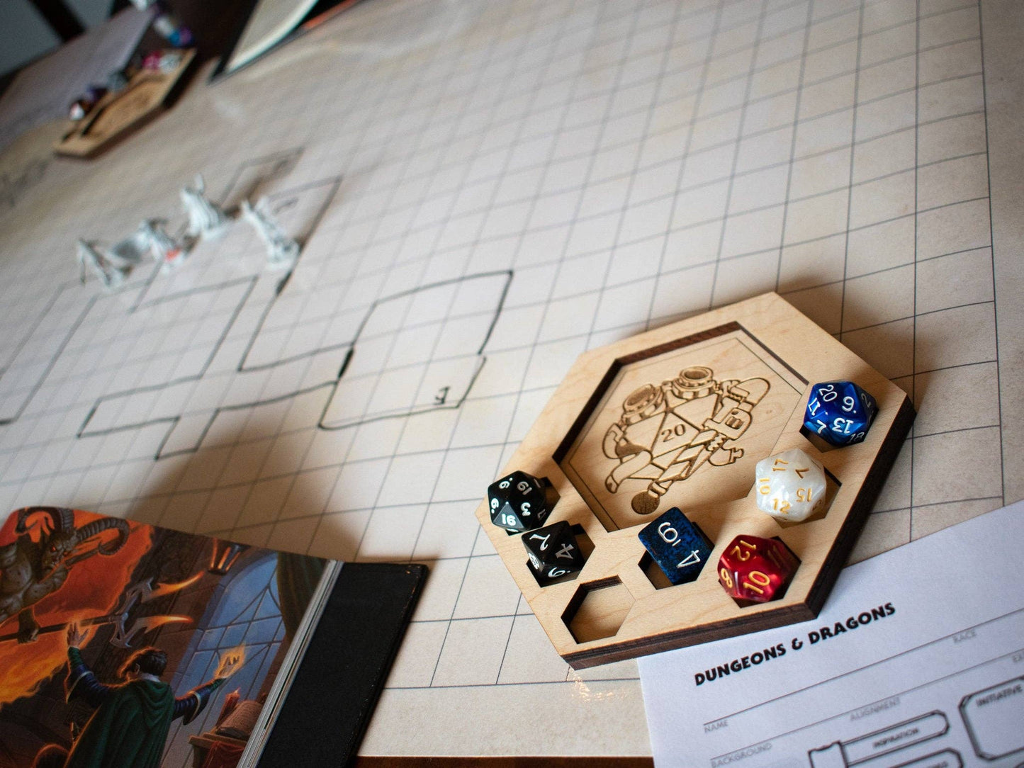 D&D Dice Tray Coasters, DM Smiling
