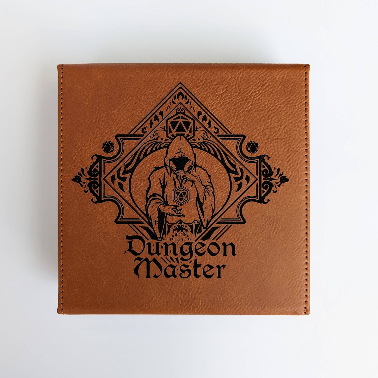 The Fate Twister - D&D - Vegan Leather Dice Box: Chestnut