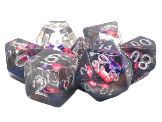 7 Piece DnD RPG Dice Set: Infused - Dragon Eye - Skeletal