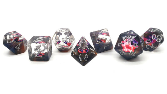 7 Piece DnD RPG Dice Set: Infused - Dragon Eye - Skeletal